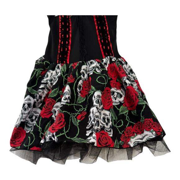 Lip Service sugar skull dia Skull & Rose dress Goth & Punk dress size XS - Picture 9 of 15